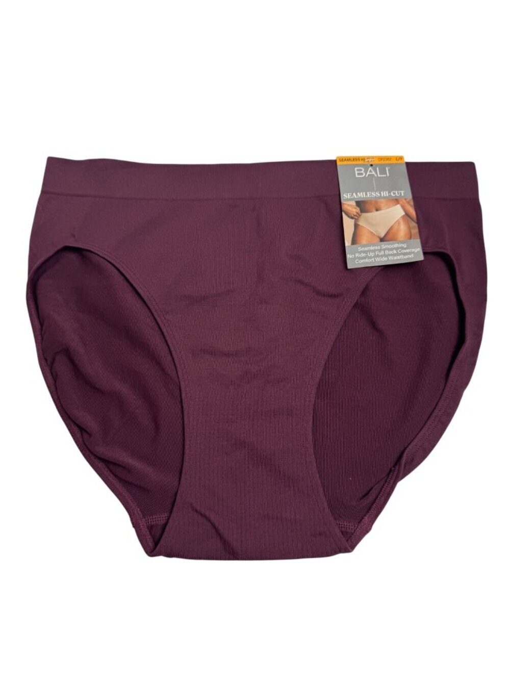 Bali NEW Burgundy Seamless Hi-Cut Panties Brief Women's Large Comfort Breathable